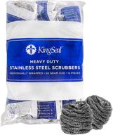 🧼 kingseal stainless steel scrubbers, heavy-duty scrub pads, 50g weight, individually wrapped - set of 24 scrubbers (2 packs of 12) logo