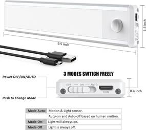 img 1 attached to 💡 Wireless Rechargeable Closet Light, 45 LED Under Cabinet Lights with Motion Sensor, Magnetic Night Safe Light Bar for Kitchen, Hallway, Stairs - Pack of 2