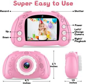 img 1 attached to WOWGO Kids Digital Camera, 1080P Rechargeable Electronic Children Camera Gift with Included 32GB TF Card – Pink; Ideal Birthday Toy for Boys and Girls aged 3 to 12 Years