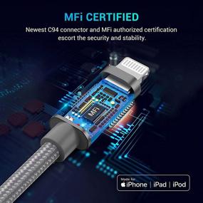 img 3 attached to Кабель Elktry USB C to Lightning: 3Pack MFi Certified 6FT Long Grey Charger Cord для iPhone 12/13 Pro Max/11 Pro, быстрая зарядка, нейлоновый оплетенный кабель, совместимый с iPad/iPhone 8 Plus/X/XS/XR.