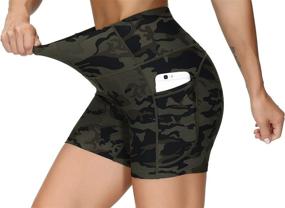 img 1 attached to 🩳 THE GYM PEOPLE Yoga Shorts for Women - High Waist Tummy Control Athletic Workout Running Shorts with Deep Pockets - Fitness & Running Essential