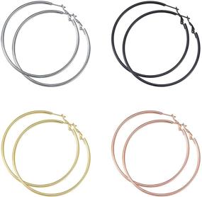 img 4 attached to 💍 Boguish Hoop Earrings for Women Girls: Lightweight Stainless Steel Jewelry - 14K Plated Gold Silver (4 Pairs)