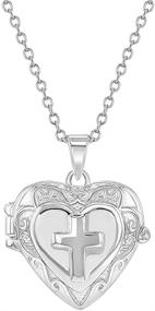 img 4 attached to 925 Sterling Silver Cross Heart Locket Pendant Necklace: Religious Jewelry for Young Girls with Tiny Photo Lockets