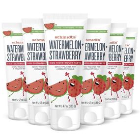 img 4 attached to Schmidt's Fluoride Free Children's Toothpaste: Watermelon + Strawberry, 4.7 oz (6 Pack) – For Sparkling Clean Teeth!