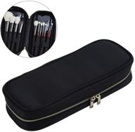 💼 premium cosmetic case: makeup brush holder and organizer for professionals - travel-friendly makeup artist case with zipper - waterproof material - versatile cosmetic bag and handbag for travel and home gift (black) logo