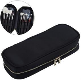 img 4 attached to 💼 Premium Cosmetic Case: Makeup Brush Holder and Organizer for Professionals - Travel-Friendly Makeup Artist Case with Zipper - Waterproof Material - Versatile Cosmetic Bag and Handbag for Travel and Home Gift (Black)