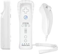 🎮 wii controller with motion plus & nunchuck - powerlead built-in remote for nintendo wii/wii u + silicon case (white) logo