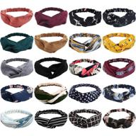 20-pack boho headbands for women - knotted hair band, floral design, cross elastic hair band, twisted head wraps, vintage style - ideal as gifts for women logo