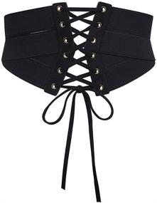 img 4 attached to 👗 Aecibzo Elastic Stretch Wide Band Women's Waspie Corset Waist Belt