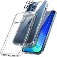 tauri [3 in 1] defender iphone 13 pro case 6.1 inch + 2-pack tempered glass screen protector + 2-pack camera lens protector - military grade shockproof slim thin logo