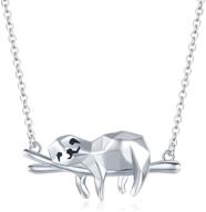 🦥 sterling silver sloth necklace - slow down be happy slider pendant, stuffed animal jewelry charm for women - perfect gift logo