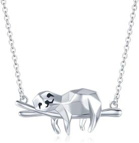 img 4 attached to 🦥 Sterling Silver Sloth Necklace - Slow Down Be Happy Slider Pendant, Stuffed Animal Jewelry Charm for Women - Perfect Gift