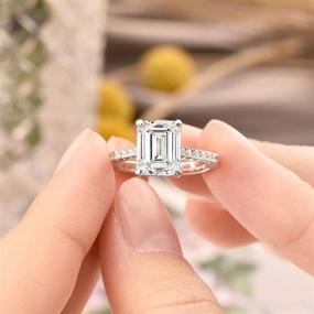 img 2 attached to SheLoves 3 Carat Emerald Cut Engagement Rings - AAAAA White CZ - 925 Sterling Silver Wedding Band - Sizes 4 to 13