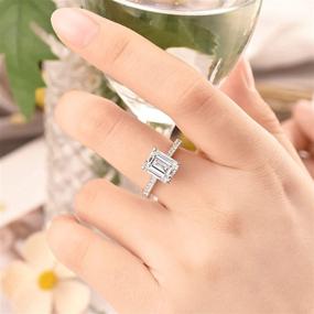 img 1 attached to SheLoves 3 Carat Emerald Cut Engagement Rings - AAAAA White CZ - 925 Sterling Silver Wedding Band - Sizes 4 to 13