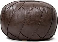 🪑 contemporary unstuffed moroccan pouf ottoman, faux leather footstool, floor footrest cushion with storage - natural brown (chocolate brown, 23x11) logo