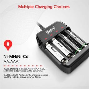 img 3 attached to 🔋 BONAI AA AAA Battery Charger: 4 Bay, USB High-Speed Charging for Ni-MH Ni-CD Rechargeable Batteries