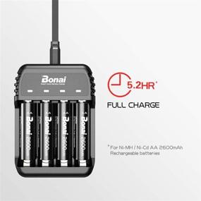 img 2 attached to 🔋 BONAI AA AAA Battery Charger: 4 Bay, USB High-Speed Charging for Ni-MH Ni-CD Rechargeable Batteries