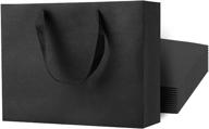🎁 премиум 12-штучные крафтовые подарочные сумки в большом количестве с ленточными ручками: универсальные черные бумажные пакеты для вечеринок, свадеб, розничной торговли, бизнеса с товарами. логотип