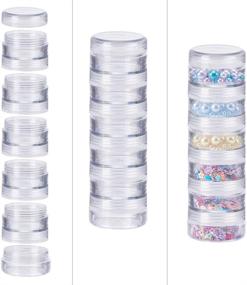 img 3 attached to 🗄️ BENECREAT 10G/10ML Stackable Round Plastic Storage Containers - 5 Column (6 Layer/Column) Jars for Diamond Drills, Nail Art Glitters, and Seed Beads