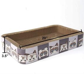 img 1 attached to PetRageous G16116 Grumpy Cat Corrugated Cat Lounge Scratcher - Hear, See, and Speak No Evil Design - 20-Inch Long, 12-Inch Wide, 3.5-Inch Tall - Includes Cat Nip - Ideal for Cats - Gray