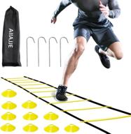 🏋️ aijje pro agility ladder and cones set - 20ft speed agility ladder training equipment with 6 cones, 12 rungs, and resistance parachute. includes carrying bag for easy portability. логотип