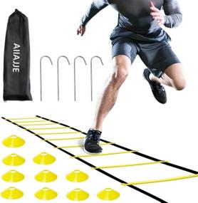 img 4 attached to 🏋️ AIJJE Pro Agility Ladder and Cones Set - 20ft Speed Agility Ladder Training Equipment with 6 Cones, 12 Rungs, and Resistance Parachute. Includes Carrying Bag for Easy Portability.