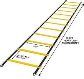 img 1 attached to 🏋️ AIJJE Pro Agility Ladder and Cones Set - 20ft Speed Agility Ladder Training Equipment with 6 Cones, 12 Rungs, and Resistance Parachute. Includes Carrying Bag for Easy Portability.