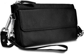 img 4 attached to 👜 YALUXE Women's Leather Clutch Smartphone Wristlet Crossbody with RFID Blocking and Card Slots