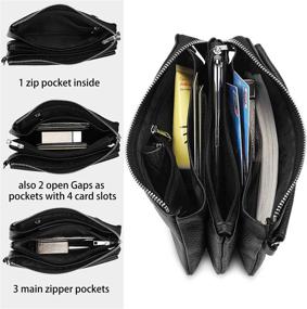 img 1 attached to 👜 Женская кожаная сумочка для телефона с ремешком на запястье и переноской через плечо YALUXE с блокировкой RFID и слотами для карт