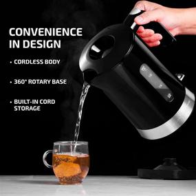 img 3 attached to 🔌 Ovente Electric Hot Water Kettle 1.8L: Prontofill Lid, 1500W, BPA-Free, Portable Tea Coffee Maker, Fast Heating, Auto Shut-Off, Boil Dry Protection - Black KP413B