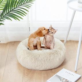 img 3 attached to UMINEUX Calming Dog Bed Cat Bed - Round Donut Pet Bed with Anti-Slip Bottom - Fluffy & Cozy Cushion for Small to Medium Pets - Enhanced Sleep, Easy to Clean - Machine Washable