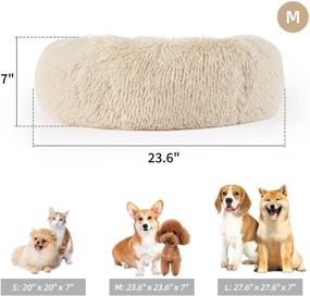 img 2 attached to UMINEUX Calming Dog Bed Cat Bed - Round Donut Pet Bed with Anti-Slip Bottom - Fluffy & Cozy Cushion for Small to Medium Pets - Enhanced Sleep, Easy to Clean - Machine Washable