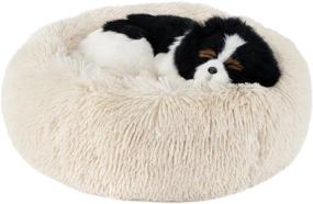 img 4 attached to UMINEUX Calming Dog Bed Cat Bed - Round Donut Pet Bed with Anti-Slip Bottom - Fluffy & Cozy Cushion for Small to Medium Pets - Enhanced Sleep, Easy to Clean - Machine Washable
