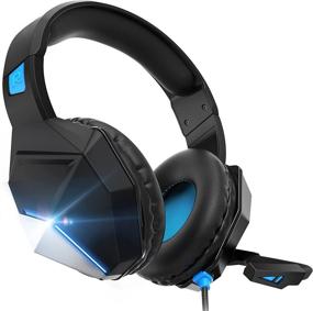 img 4 attached to 🎧 Gaming Headset with Microphone - PS4, PS5, PC, Xbox One, and Switch Compatible - Noise Cancelling, LED, Soft Earmuffs, Surround Sound - Kids and Adults Headphones (Blue)