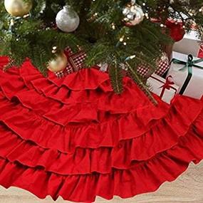 img 1 attached to 🎄 Enhance Your Christmas Décor with NIGHT-GRING 50 Inch Red Burlap Ruffled Xmas Tree Skirt