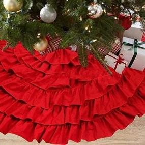 img 2 attached to 🎄 Enhance Your Christmas Décor with NIGHT-GRING 50 Inch Red Burlap Ruffled Xmas Tree Skirt