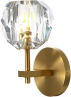 🌟 siljoy crystal wall sconce in brushed brass finish - elegant gold indoor mounted light fixture for hallway and bathroom логотип