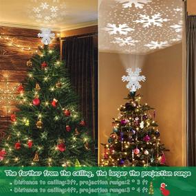 img 4 attached to ❄️ Snowflake Christmas Tree Topper: Lighted, 3D Rotating & Hollow Glitter Projector – Silver LED Decoration for Christmas Tree