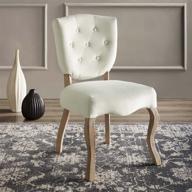 🪑 modway array french vintage tufted performance velvet weathered wood dining chair in ivory: stylish and comfortable seating for your dining space логотип