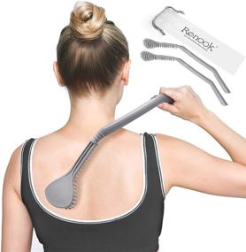 img 4 attached to 🤰 RENOOK Oversize Back Scratcher for Adults Men Women Extendable, Area Needle-free Back Itching Relief 2PCS, Flexible and Labor-Saving, 16.9'' Naturally Curved Handle, Ideal Gifts for Pregnant Women