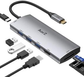img 4 attached to 🔌 7-in-1 USB C Hub with 4K HDMI Output, 3 USB 3.0 Ports, SD/Micro SD Card Reader, 100W PD – Compatible with MacBook Pro, MacBook Air, HP, Dell XPS, and More Type C Devices