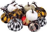 🎃 12-pack harvest fabric artificial pumpkins for fall festival decoration - burlap pumpkins for fall wedding, thanksgiving, halloween - tabletop decor in assorted sizes логотип