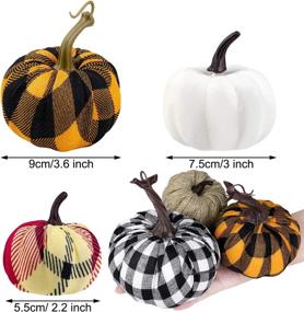 img 3 attached to 🎃 12-Pack Harvest Fabric Artificial Pumpkins for Fall Festival Decoration - Burlap Pumpkins for Fall Wedding, Thanksgiving, Halloween - Tabletop Decor in Assorted Sizes