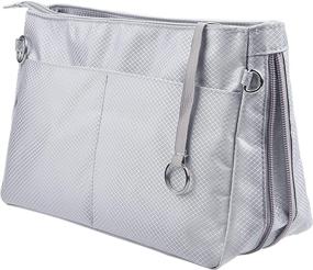img 4 attached to ✨ Vercord Expandable Nylon Handbag Purse Organizer: Beige Grey Medium - Bag in Bag Liner Shaper