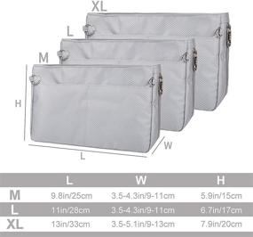 img 3 attached to ✨ Vercord Expandable Nylon Handbag Purse Organizer: Beige Grey Medium - Bag in Bag Liner Shaper