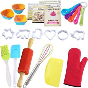 img 2 attached to 🧁 Deluxe Real Baking Set: All-Inclusive Pastry Cooking Kit with Apron, Chef Hat, Oven Mitt, Rolling Pin, Baking Tools, and Recipes - Perfect Gift for Aspiring Bakers