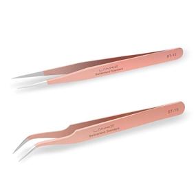 img 4 attached to 👁️ LANKIZ Professional Eyelash Extension Tweezers Set - Rose Gold, Stainless Steel, Straight and Curved Volume Lash Tweezers