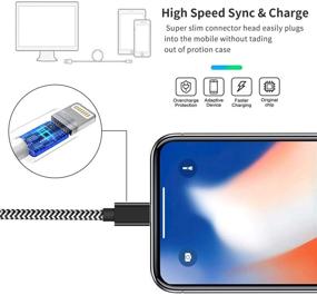 img 2 attached to 🔌 Премиум зарядное устройство для iPhone MFi Certified 5 штук: кабель Lightning 3/3/6/6/10 футов, плетеный нейлоновый зарядный шнур для iPhone 12 11 Pro Max XS XR X 8 7 6S 6 Plus SE 5S 5C 5 iPad (Черно-белый)