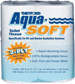 img 1 attached to 🚽 Aqua-Soft Toilet Tissue: RV and Marine Toilet Paper - 2-ply - Thetford 03300 (Pack of 4 Rolls) - White