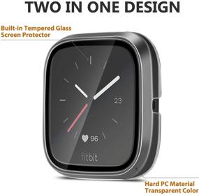 img 3 attached to Yolovie Чехол для Fitbit Versa 2 с защитным стеклом – Ультратонкий HD чехол, бампер из прочного поликарбоната для общей защиты, без пузырьков – Прозрачный